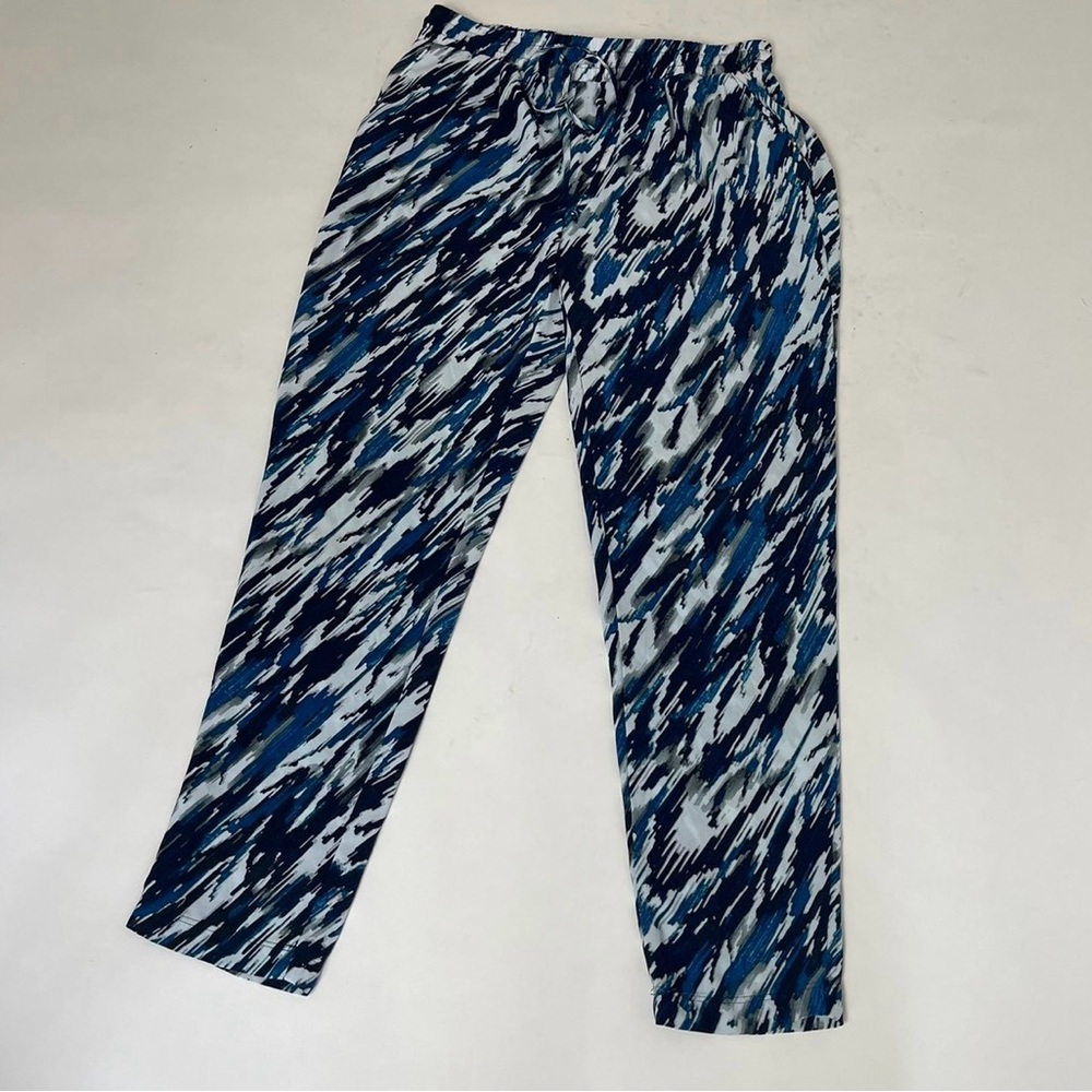 Zac and Rachel Blue and White Abstract Design  Drawstring Pants